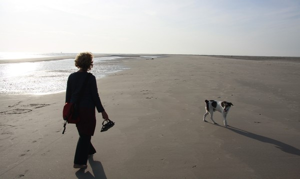 Fanö Strand Frau mit Hund